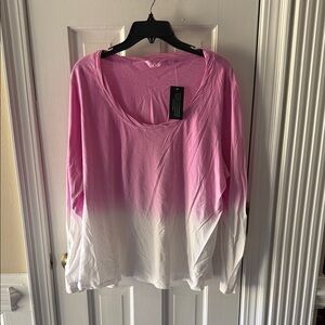 Candace Cameron Bure Pink to White Ombre Long-Sleeve Tee